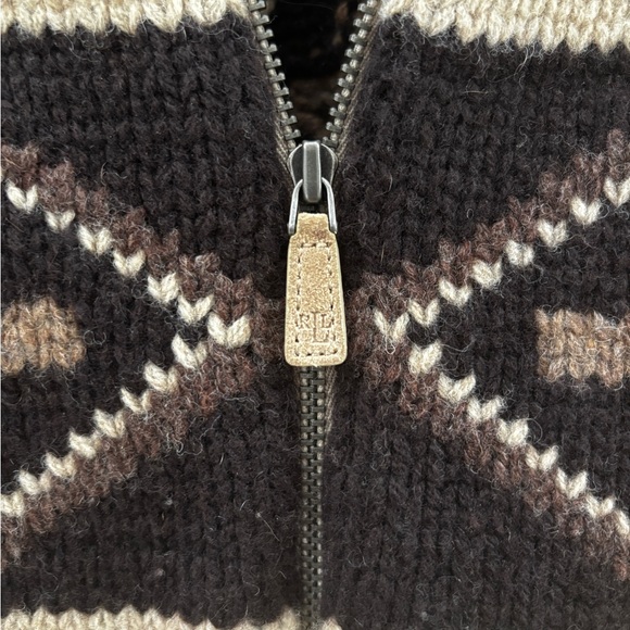 Ralph Lauren Men's Patterned Zip-Up Sweater - Beige and Brown - Picture 4 of 5